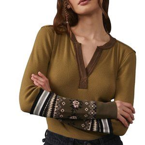 Free People Mikah Layering Cuff Lightweight Thermal Army Combo NWT S L XL